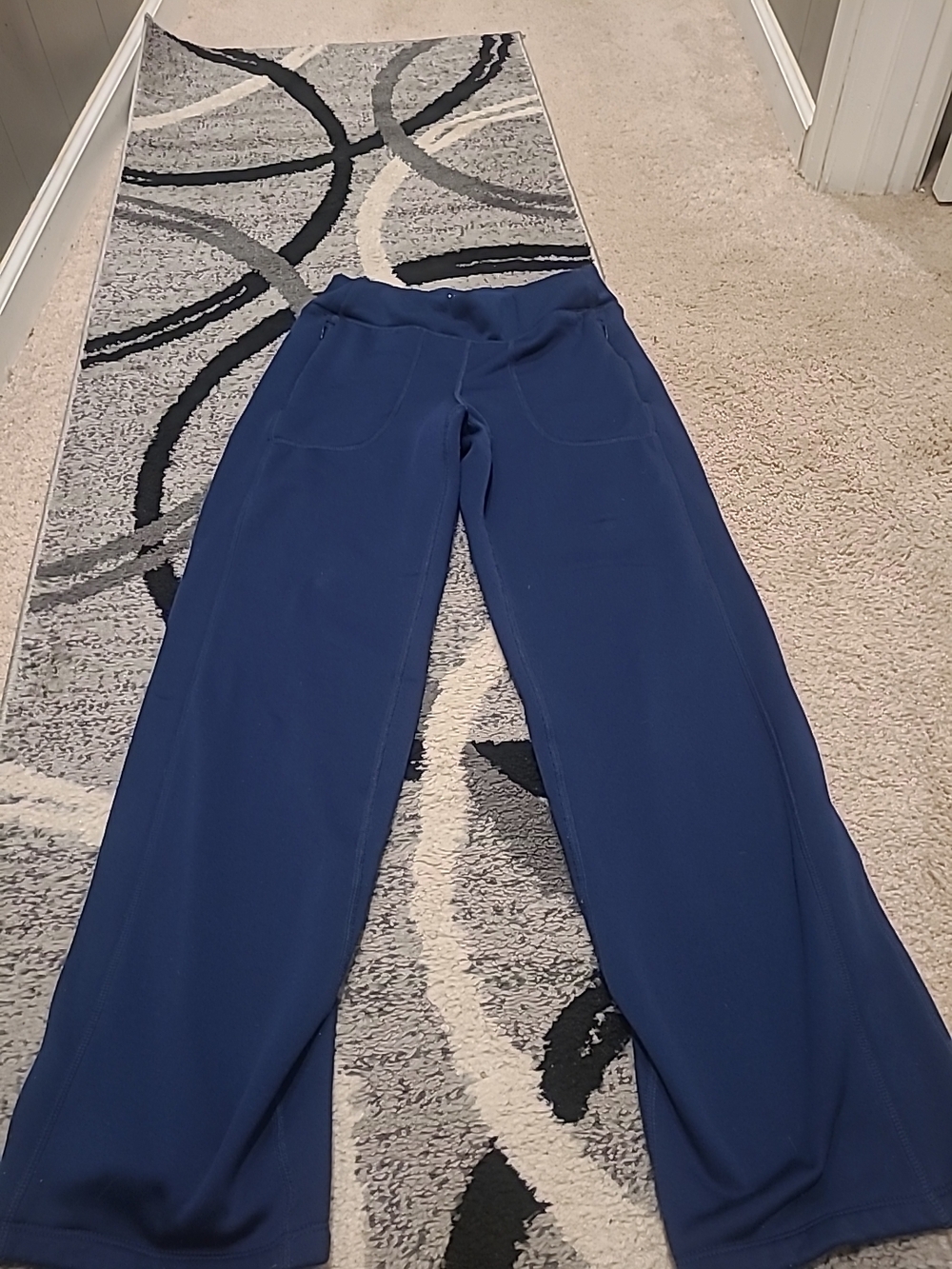 Lands End Womens XS Heavy Duty Thick Navy Joggers Pockets